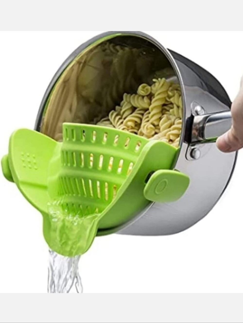 Kitchen Gizmo Snap N Strain Pot Strainer Pasta Strainer Adjustable Clip Silicone